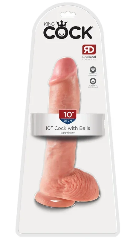 King Cock 10″ Cock with Balls Flesh