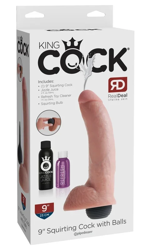 King Cock 9″ Squirting Cock with Balls hell