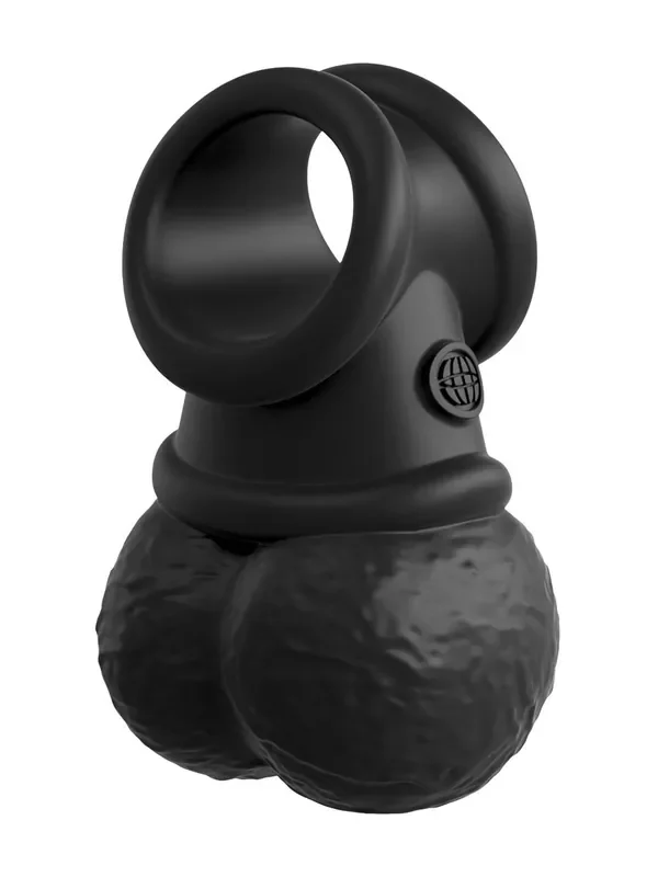 King Cock Crown Jewels Vibe Swinging Balls Vibrierender Penisring, schwarz