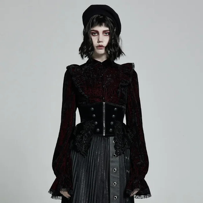 Klassisches Gothic-Korsett mit Stickereispitze