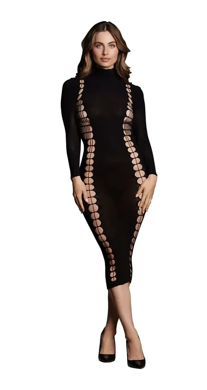 Kleid mit Rollkragen – Schwarz