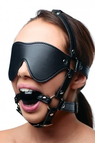 Kopfharness mit Ballknebel und Augenbinde