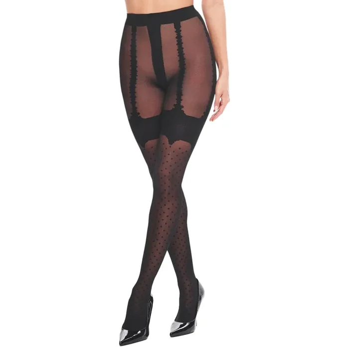 Kotek Schwarze Strumpfhose mit Strapsen-Look