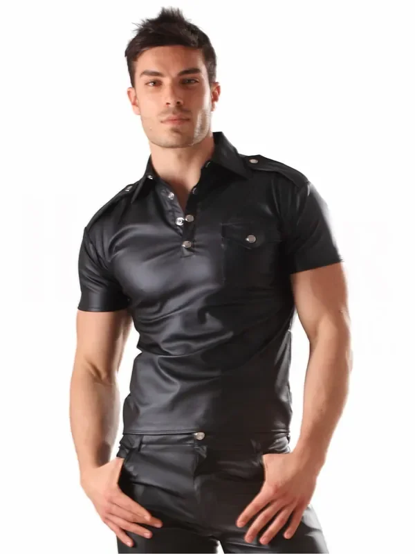 Kunstledershirt Military
