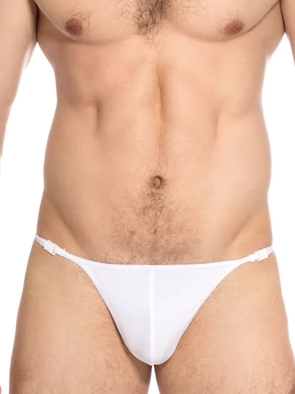 L‘Homme Beach Booty Bade-Stripstring, weiß