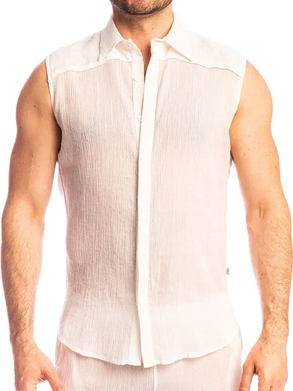 L‘Homme Beynac Sleeveless Shirt, weiß