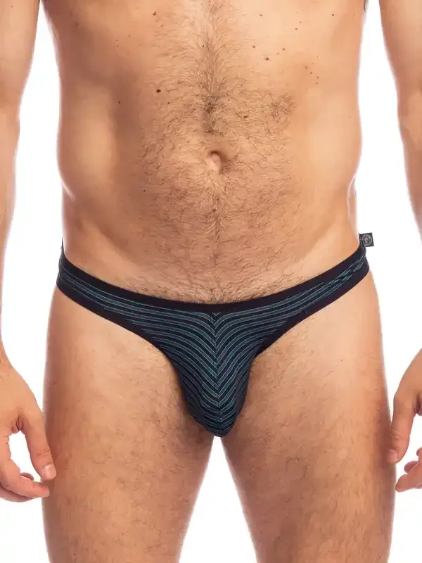 L‘Homme Blue Glow Bikini String, schwarz/türkis