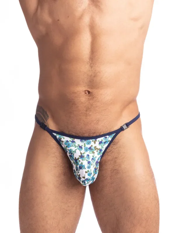 L‘Homme Myosotis Stripstring, weiß/blau