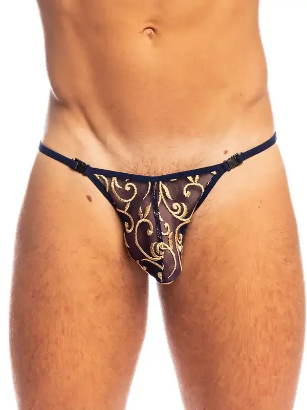 L‘Homme Nuit Baroque Stripstring, blau/gold