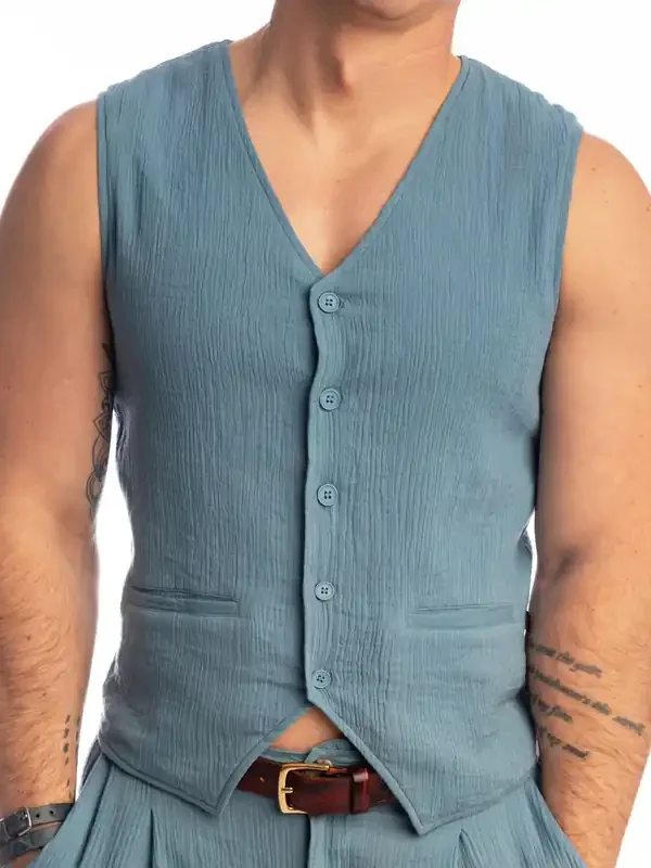 L‘Homme Palm Spring Lounge Vest, whisper blue