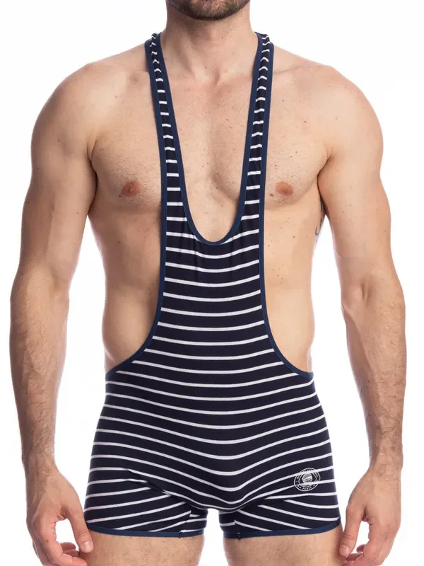 L‘Homme Querelle de Brest Singlet Body, marineblau/weiß