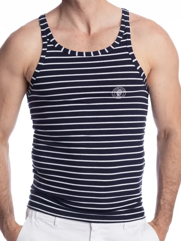 L‘Homme Querelle de Brest Tank Top, marineblau/weiß