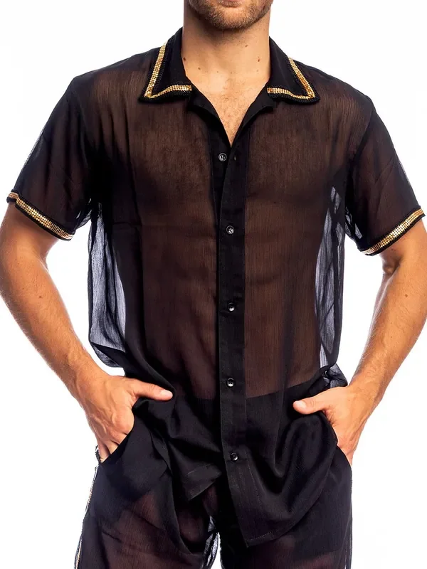 L‘Homme Stellaro Hemd, schwarz