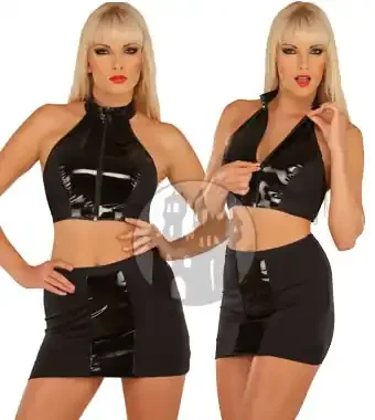 Lack Bustier mit Stoffeinsatz
