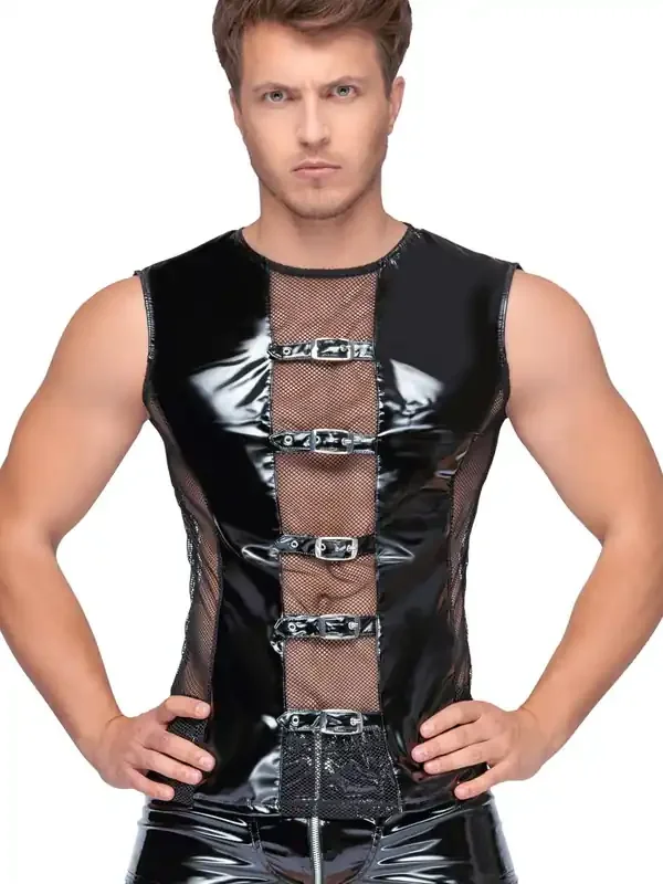 Lack-Shirt, schwarz