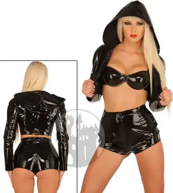 Lackjacke mit Kapuze