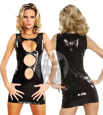 Lackkleid mit Bauchaussparungen