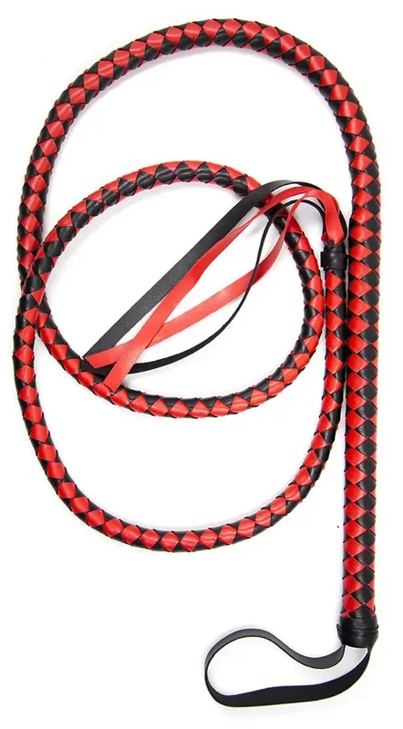 Lange Peitsche Duo 190cm Schwarz und Rot