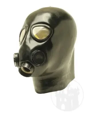 Latex Gasmaske m. mehreren Ventilen