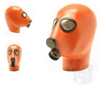 Latex Gasmaske mit einem Ventil