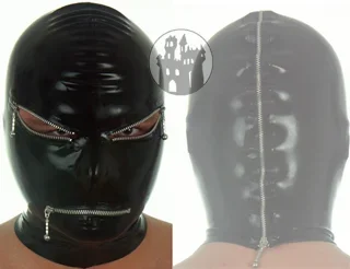 Latex Maske – silberfarbener Zipper