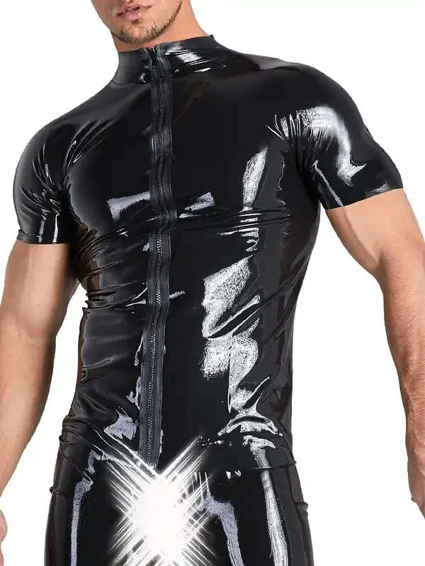 Latex-Zipshirt, schwarz
