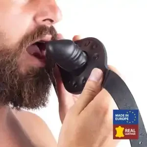 Leather Inflatable Gag Penis Tip 6 cm