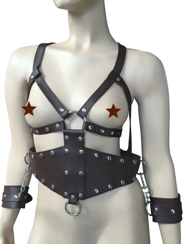 Leder Body mit abnehmbaren Handfesseln