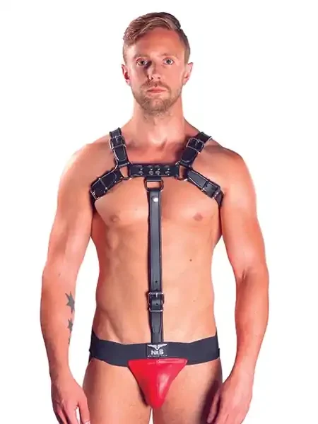 Leder Brust-Harness Extension Riemen schwarz