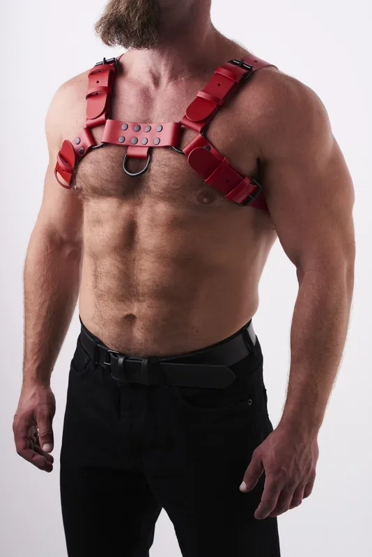 Leder Brustharness für Ihn – rot