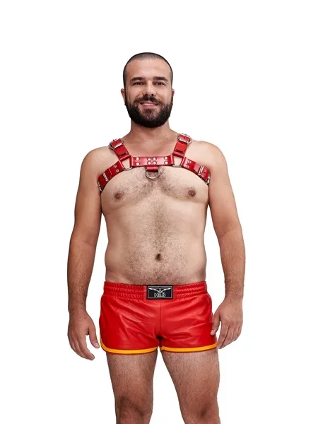 Leder Brustharness rot