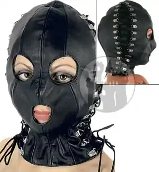Leder Damen Maske mit seitlicher Schnürung