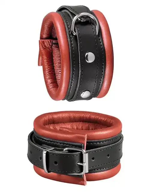 Leder-Fußfessel rot/schw.