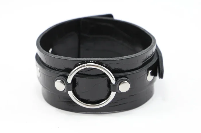 Leder Halsfessel matt mit O-Ring
