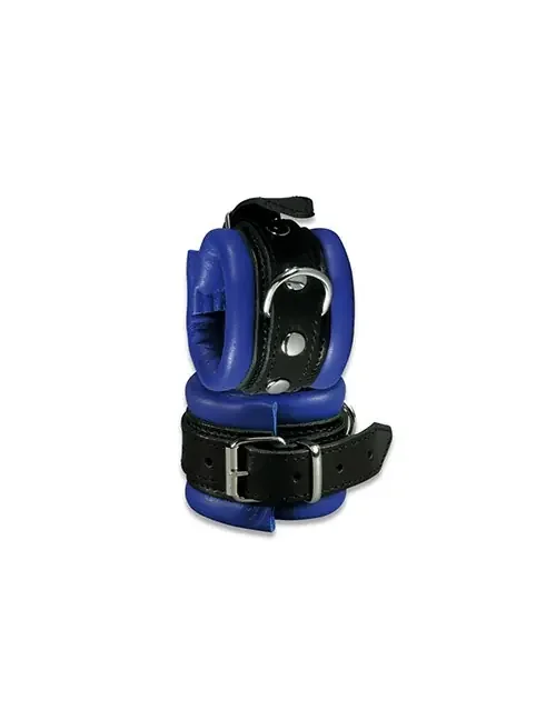 Leder-Handfessel blau/schwarz