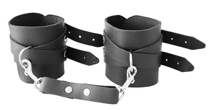 Leder Handfesseln ‚The Crown‘ schwarz