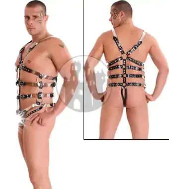 Leder Harness im Metallic Look