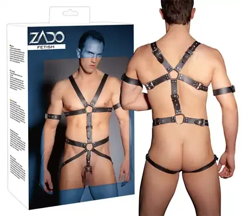 Leder Herren Harness mit drei Ringen (Grösse S-M)