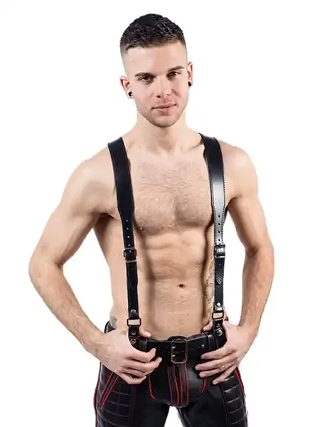 Leder Hosenträger schwarz (Grösse S)