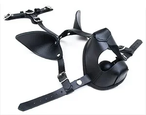 Leder Hundemaske mit Ballknebel