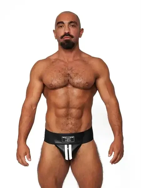 Leder Jockstrap ‘Premium‘ schwarz/weiß (Grösse L)