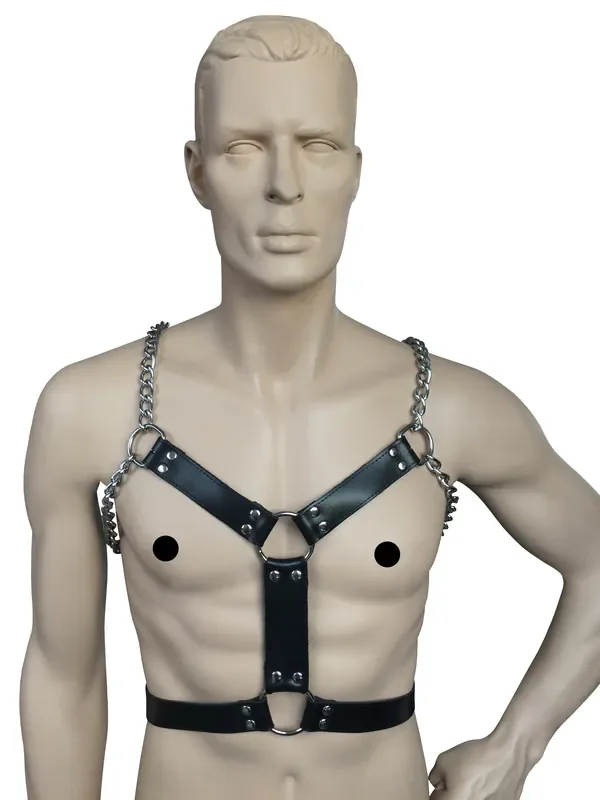 Leder Männerharness mit Handfessel