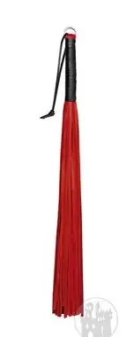 Leder Peitsche rot m. 24 Riemen