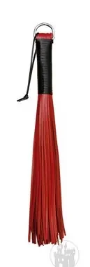 Leder Peitsche rot m. 72 Riemen