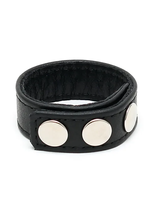 Leder-Penisring mit Druckknöpfen, schwarz