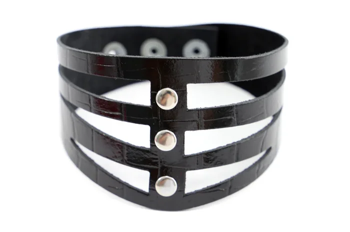 Leder Riemchen-Look-Halsband