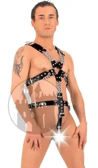Leder Riemen Harness mit Hodenring