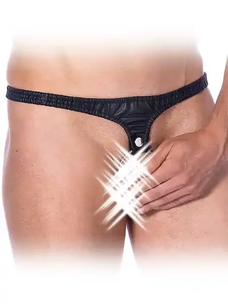 Leder-Taillengurt mit Penis-Hodenring, schwarz