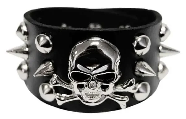 Lederarmband Skull & Spikes