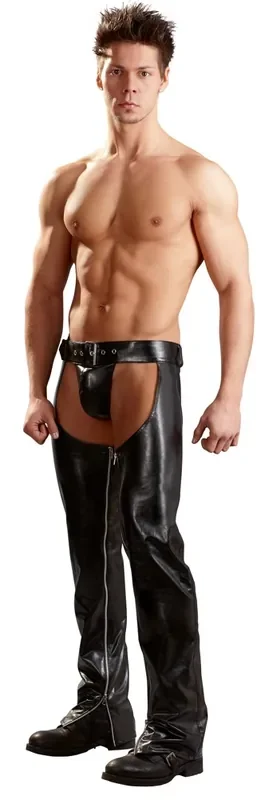 Lederimitat Herren Chaps schwarz